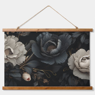 Black and White Flowers Hanging Tapestry