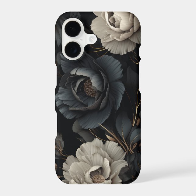 Black and White Flowers iPhone Case (Back)