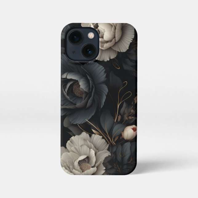 Black and White Flowers iPhone Case (Back)