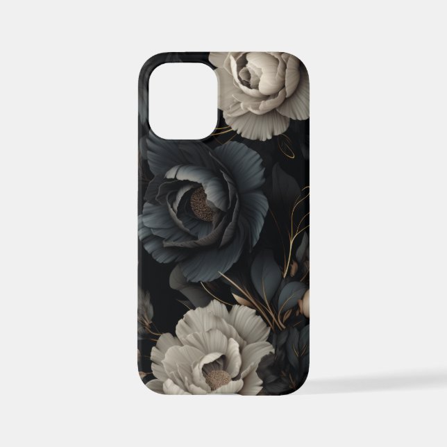 Black and White Flowers iPhone Case (Back)