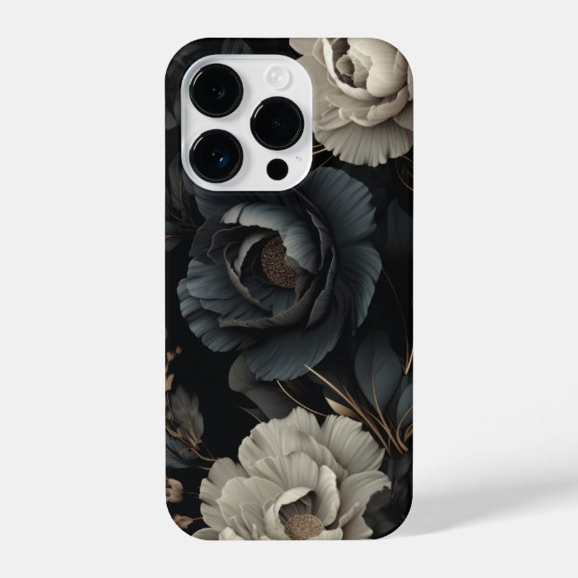 Black and White Flowers iPhone Case (Back)