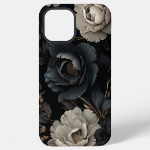 Black and White Flowers iPhone 12 Pro Max Case
