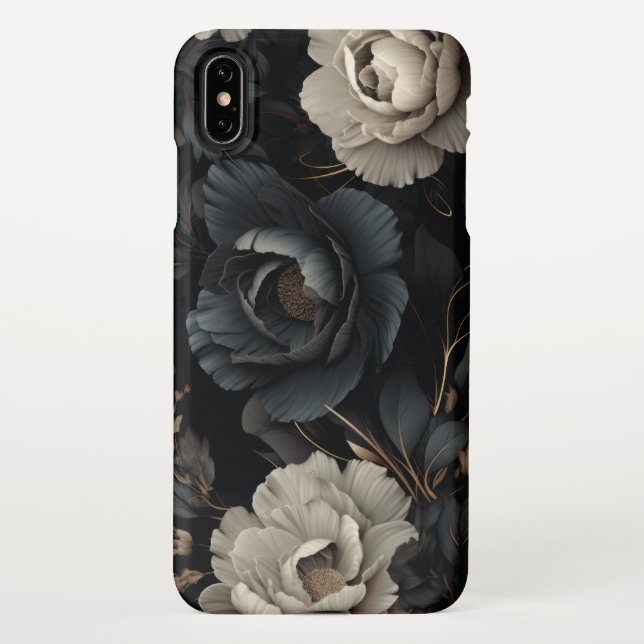 Black and White Flowers iPhone Case (Back)