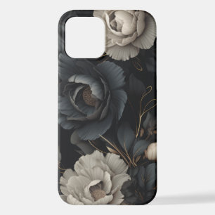 Black and White Flowers iPhone 12 Case
