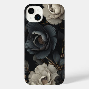 Black and White Flowers iPhone 14 Plus Case