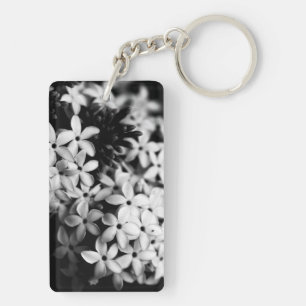Black and White Flowers Key Ring