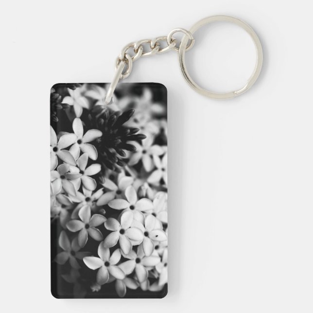 Black and White Flowers Key Ring (Back)
