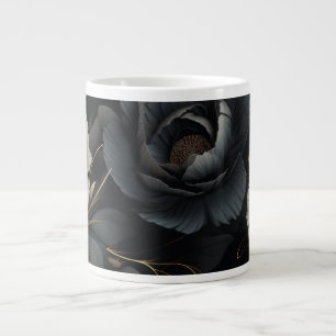 Black and White Flowers Large Coffee Mug