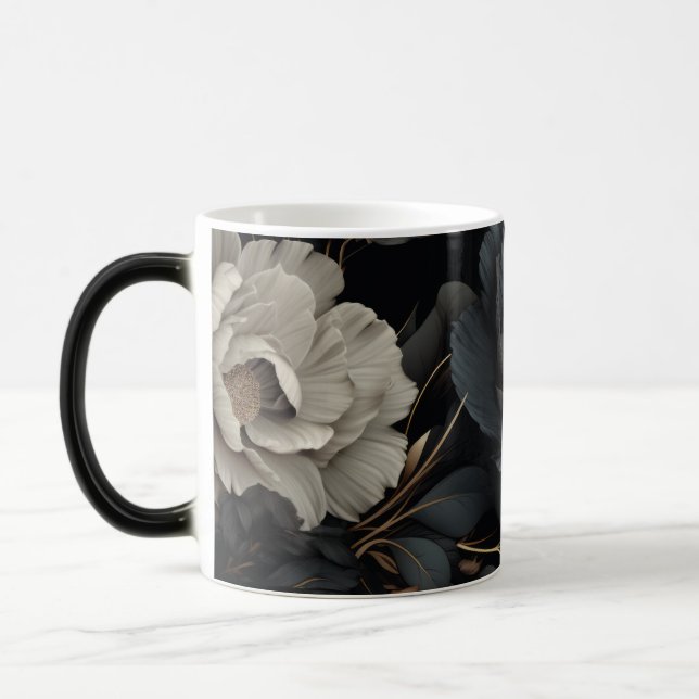 Black and White Flowers Magic Mug (Left)