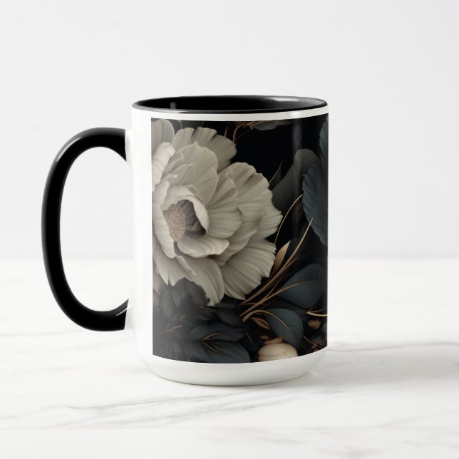 Black and White Flowers Mug (Left)