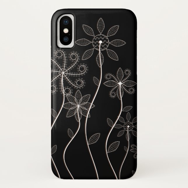 Black and White Flowers Phone Case (Back)