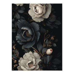 Black and White Flowers Photo Print
