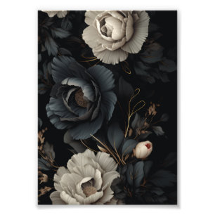 Black and White Flowers Photo Print