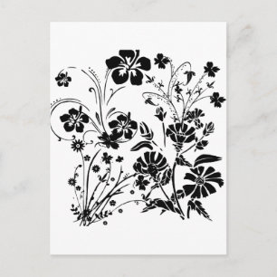 Black and White Flowers Postcard