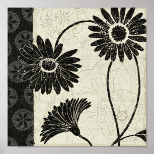 Black and White Flowers Poster