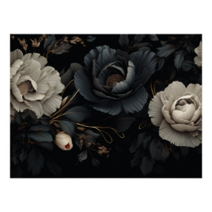 Black and White Flowers Poster