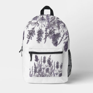 Black and White Flowers Printed Backpack