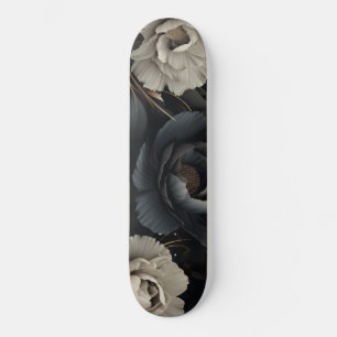 Black and White Flowers Skateboard