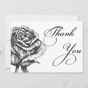 Black and White flowers Thank You Card