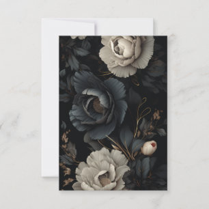 Black and White Flowers Thank You Card