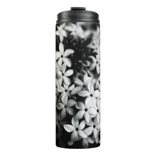 Black and White Flowers Thermal Tumbler