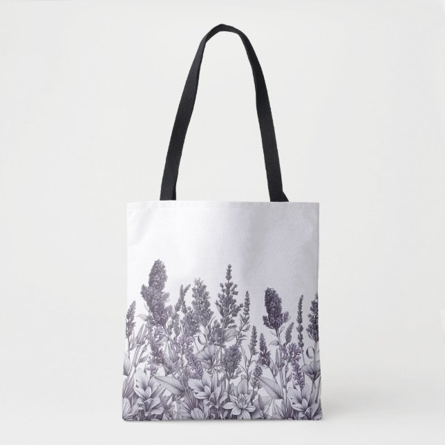Black and White Flowers Tote Bag (Front)