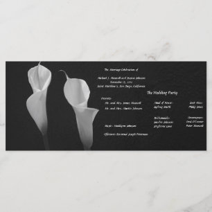 Black and White Flowers Wedding Program