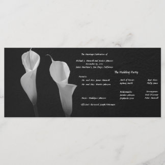 Black and White Flowers Wedding Program
