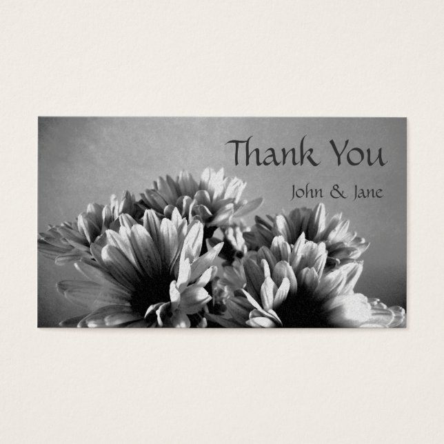 Black and white Flowers Wedding Thank You Card (Front)