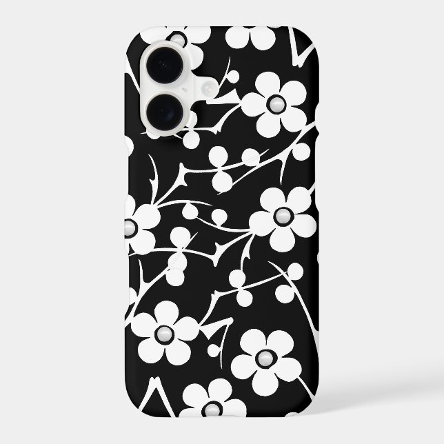 Black and White Flowers With Pearls (Back)