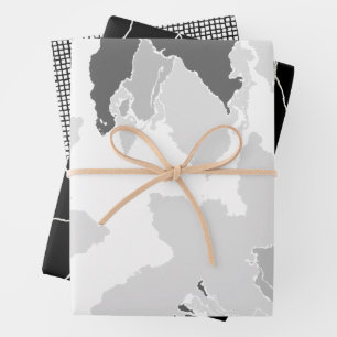 Black and White Flowers Wrapping Paper Sheet