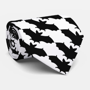 Black and White Flying Bats Goth Tie