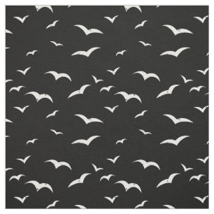 Black and White Flying Birds Distressed Look Fabric