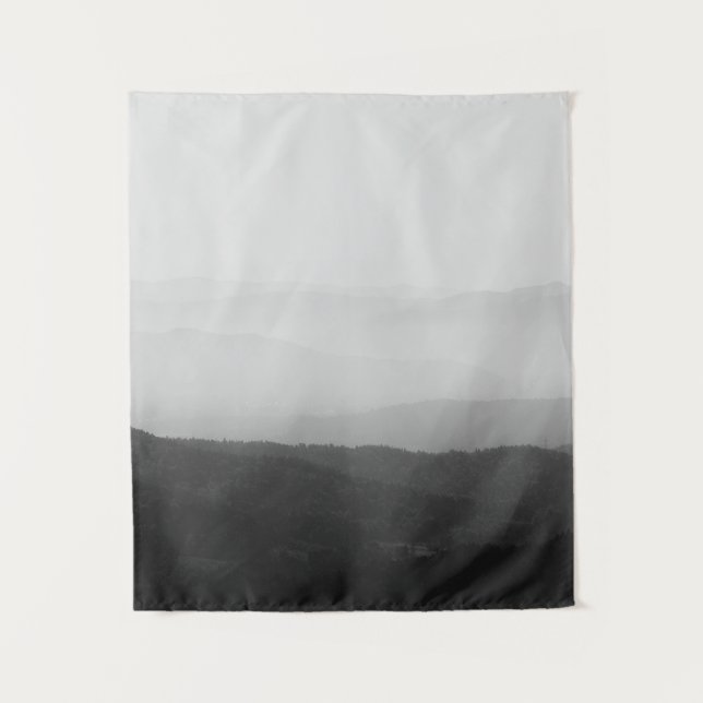 Black and white foggy horizon lines tapestry (Front)