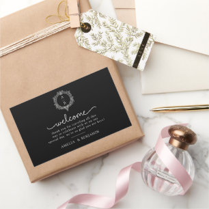 black and white foliage Crest wedding invitation Rectangular Sticker