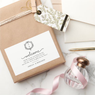 black and white foliage Crest wedding invitation Rectangular Sticker