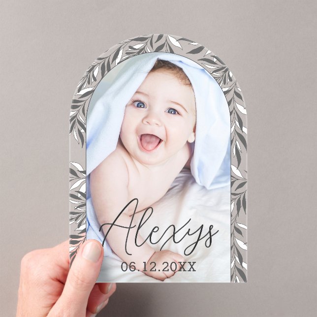   Black And White Foliage Photo Birth Announcement (Insitu (Handheld))