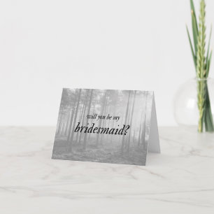 Black and White Folk Forest Cottagecore Bridesmaid Card