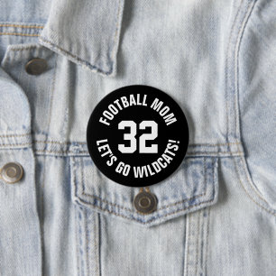Black and White Football Mum Jersey Number 7.5 Cm Round Badge