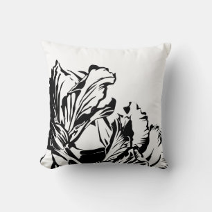 Black and White Foral Pillow