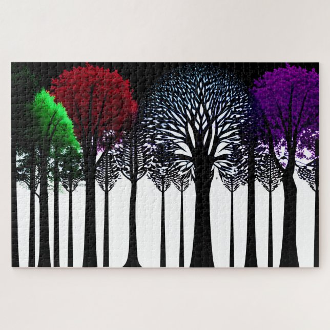 Black and White Forest with Traces of Colour Jigsaw Puzzle (Horizontal)