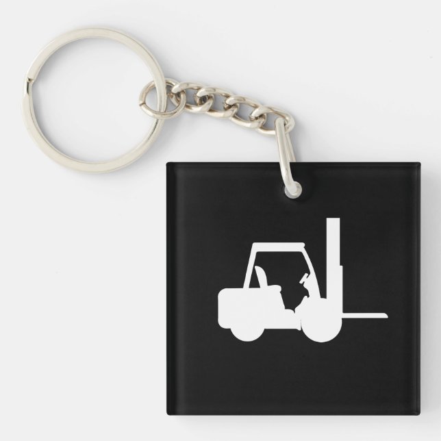 black and white  Forklift Key Ring (Front)