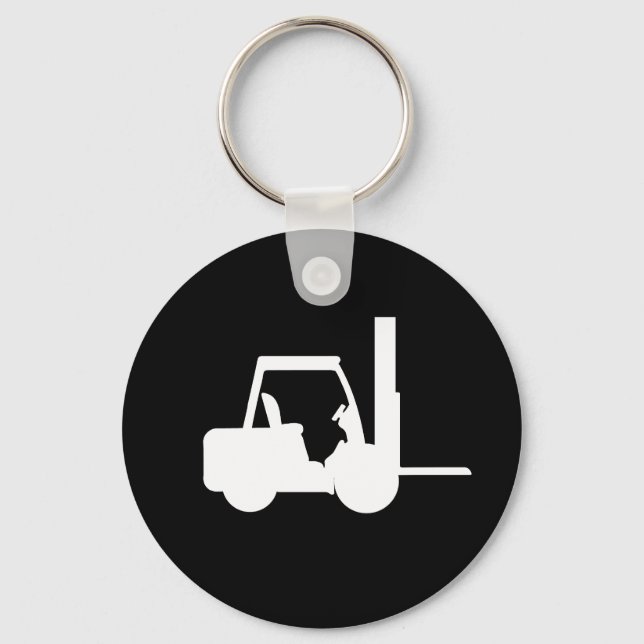 black and white  Forklift Key Ring (Front)