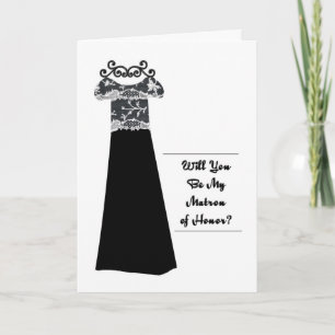 black and white formal matronof honour invitation