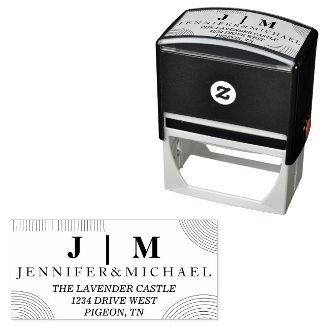 Black and White Formal Simple Wedding Suite Geo Self-inking Stamp (In Situ)