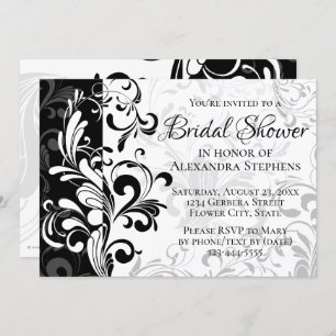 Black and White Fountain Swirl Bridal Shower Invitation