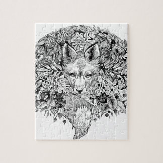 Black and white fox in the forest jigsaw puzzle