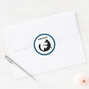 Black and White Fox Tribal Tattoo Symbol Classic Round Sticker