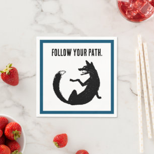 Black and White Fox Tribal Tattoo Symbol Napkin