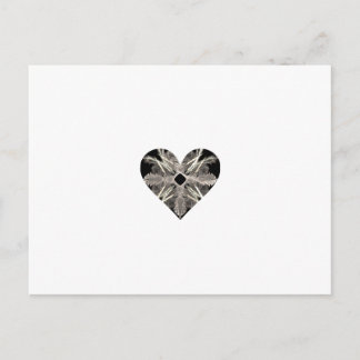 Black and White Fractal Art Heart Shape Postcard